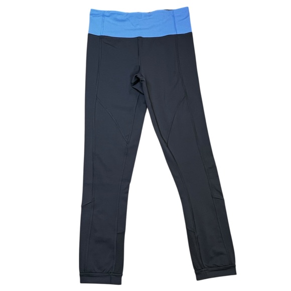 lululemon athletica Pants - Lululemon Charcoal and Blue Base Pace High-Rise Cropped Leggings 22" Size 4
